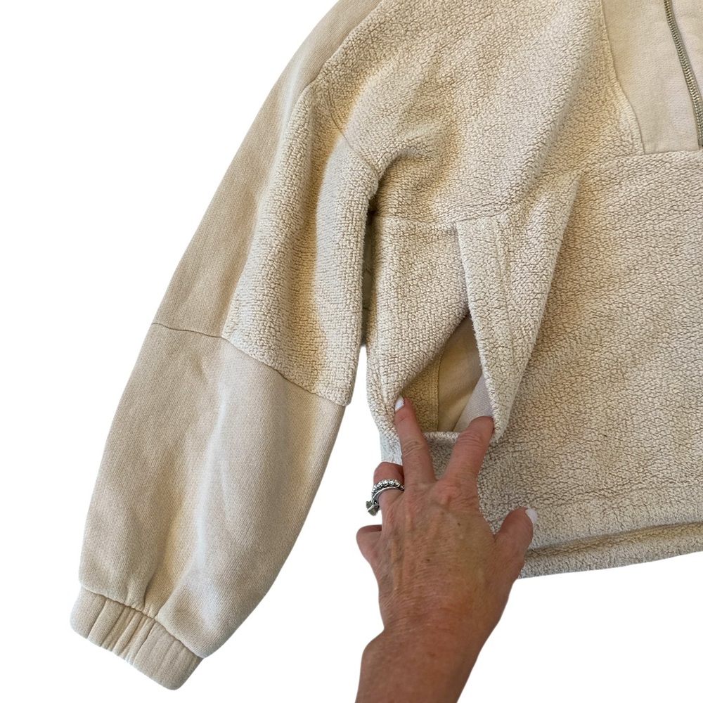 Ugg Elena Half Zip French Terry Pullover Sweatshirt in Cream - Picture 9 of 13